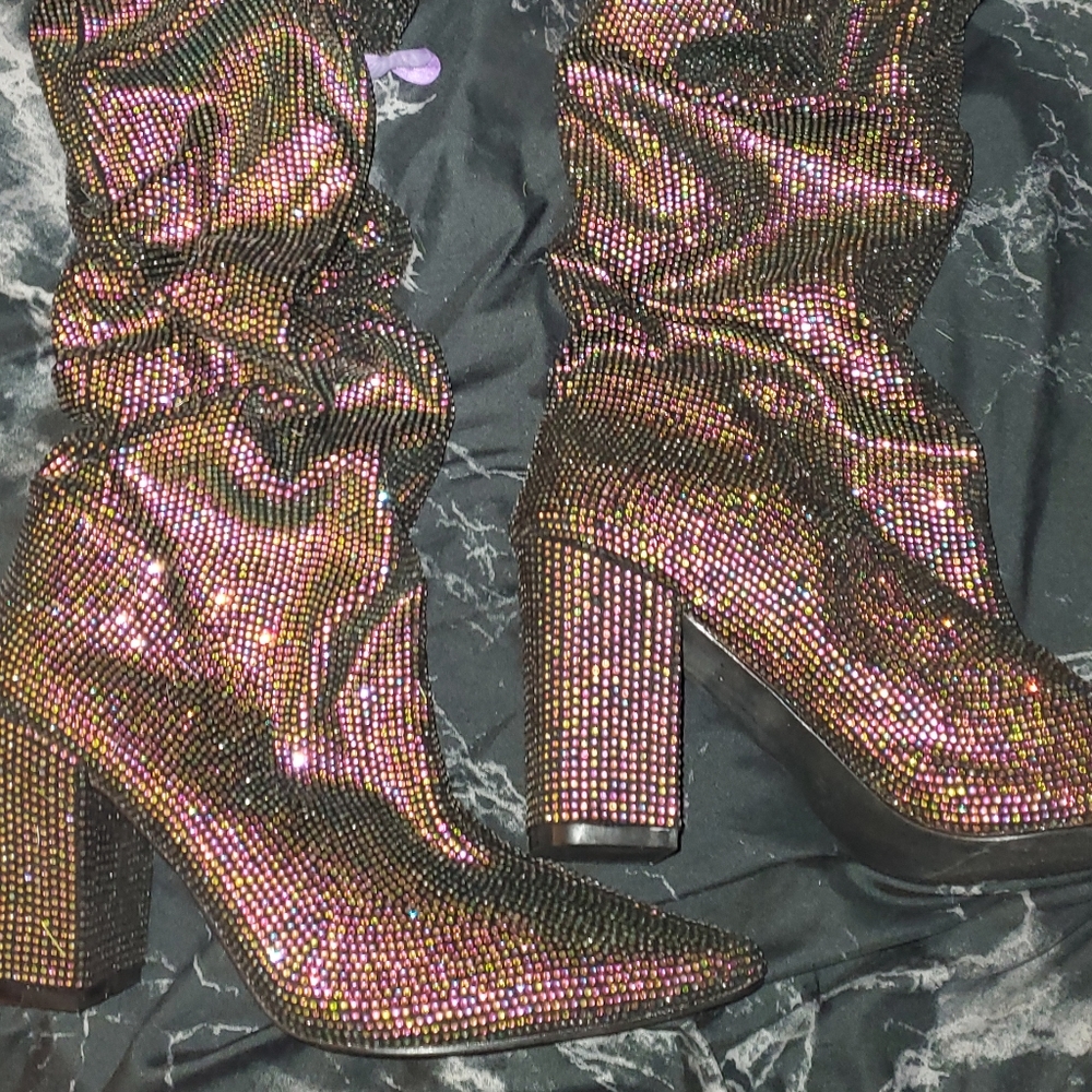 Pointed Rainbow Rhinestone boots